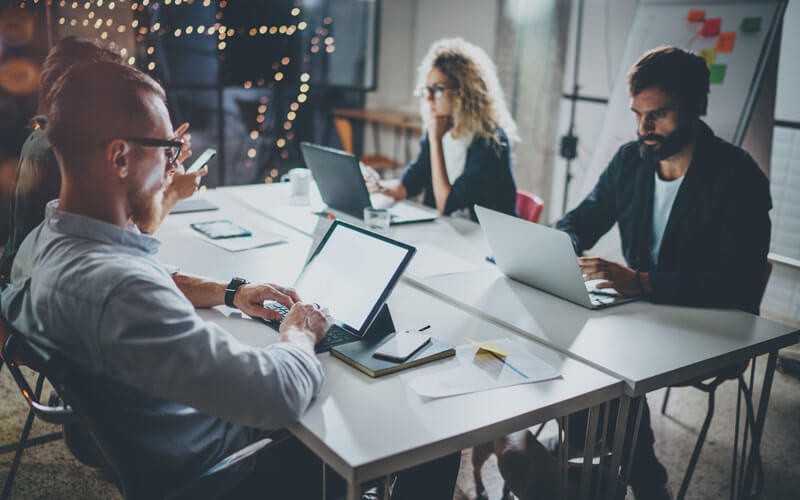 Group of employees working together