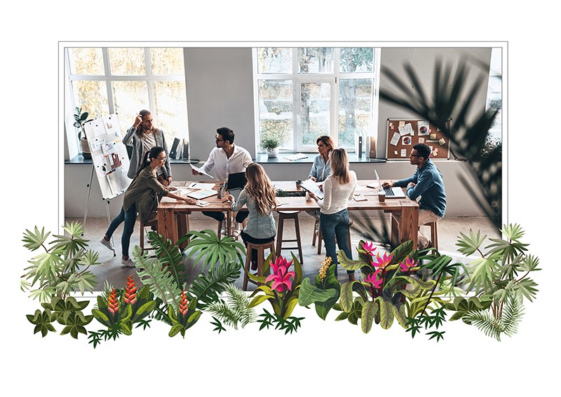 office workers brainstorming project session