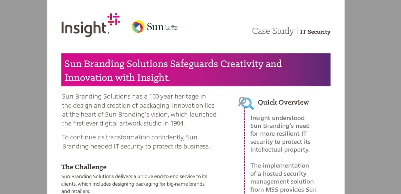 Learn how Insight helped Sun Branding continue its transformation confidently