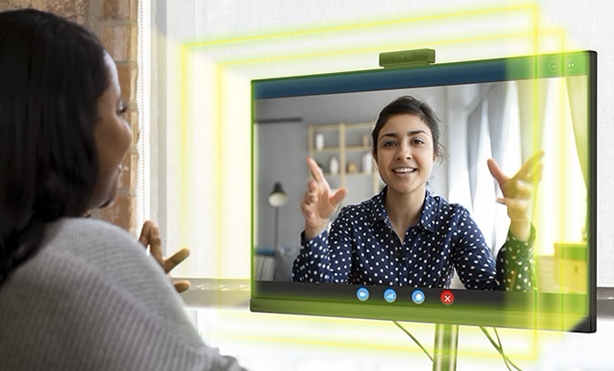 Women using Acer Monitor for a video call