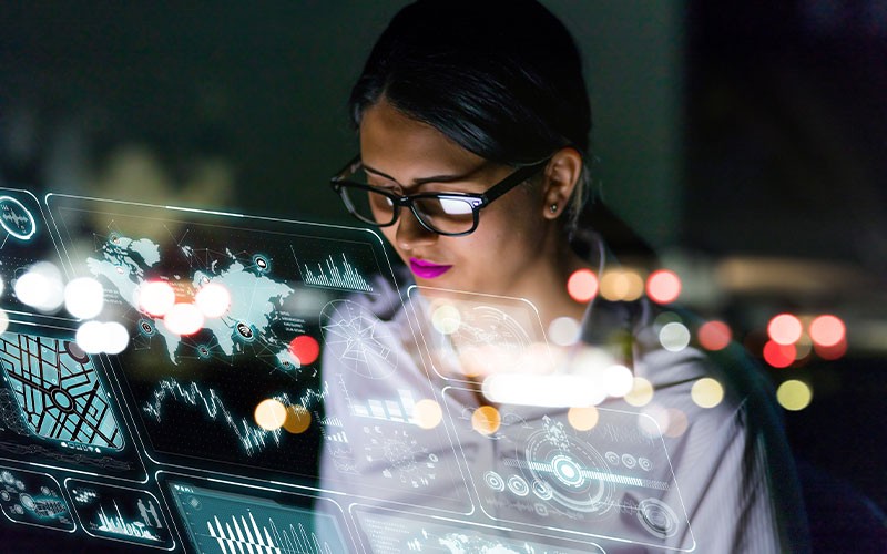 woman working at night