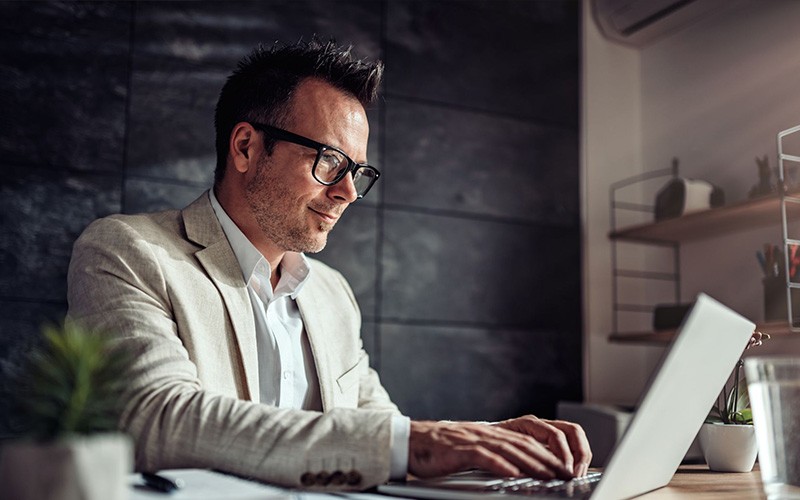 Future-proof infrastructure Man working using a laptop