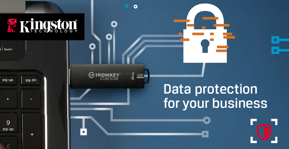 Secure USB to protect data Business man using USB drive in laptop device