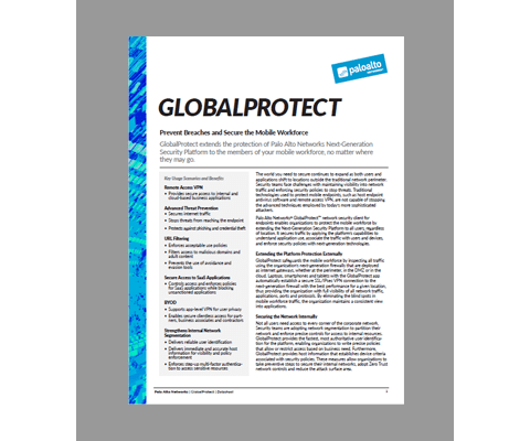 Extend the protection of your firewall GlobalProtect datasheet cover