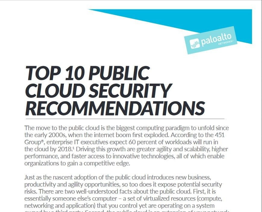 Top 10 Public Cloud Security Recommendations Screenshot of the cover of the guide