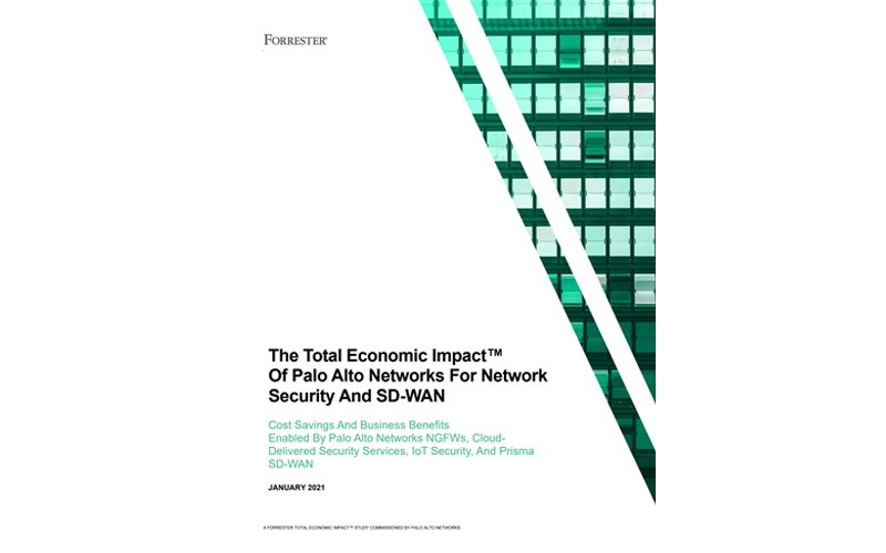 The Total Economic Impact™ Of Palo Alto Networks For Network Security And SD-WAN Front cover of report