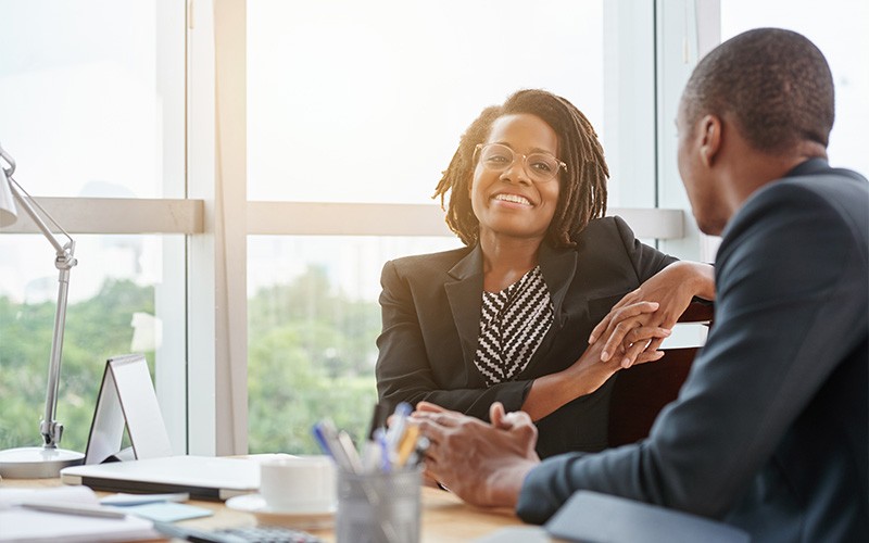 Two business colleagues during a meeting